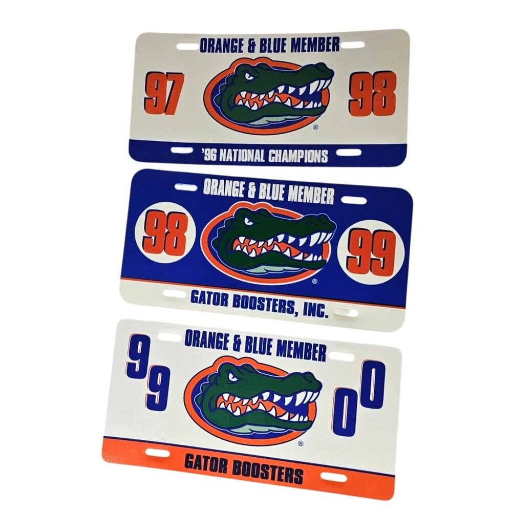 Vintage Florida Gators Orange Blue Member License Plates 1997-2000 Boosters Set